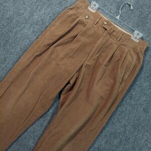 Faconnable Pants Mens 33 Brown Corduroy Pleated Front Classic Casual Made France